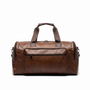 Vintage PU Leather Crossbody Duffle Bag | Men's Shoulder Travel Bag | Weekend Overnight Carry Bag